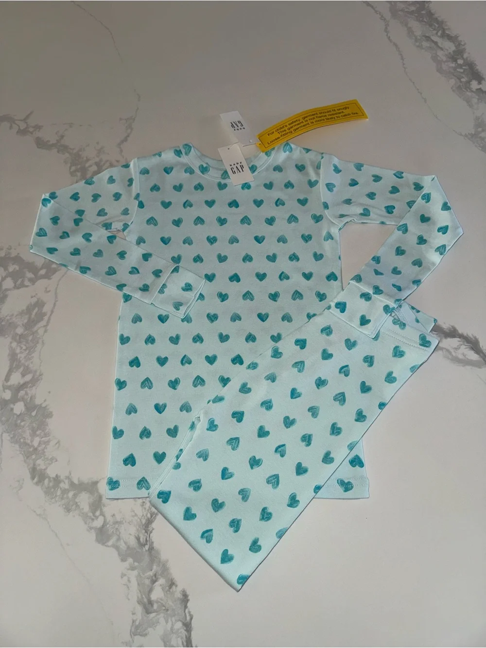 GAP Girls Aqua Blue Heart Pajamas Size 5